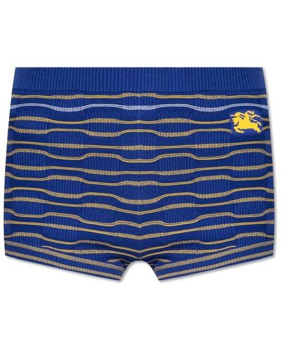 Burberry High Waist Logo Intarsia-knit Shorts - Blue
