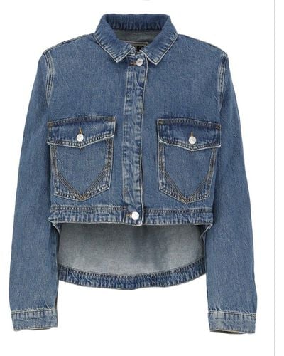 Moschino Jeans Button-up Cropped Denim Jacket - Blue