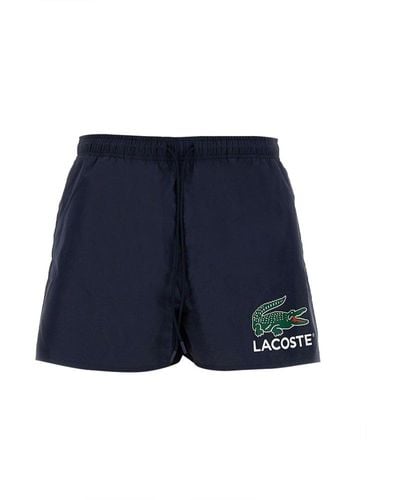 Lacoste Logo-printed Drawstring Swim Shorts - Blue
