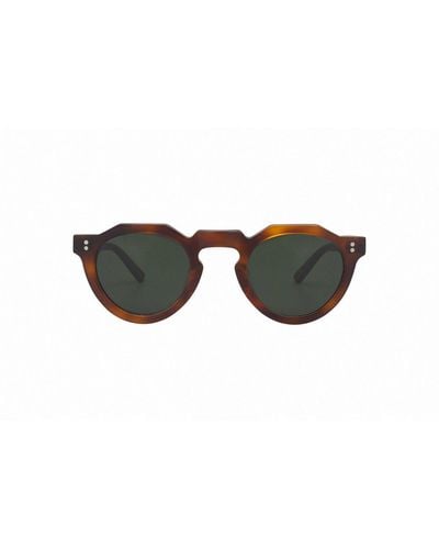 Lesca Pica Round Frame Sunglasses - Black