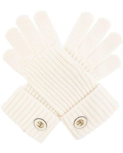 Gucci Wool Gloves With Logo, - White