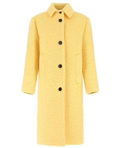 Prada Single-breasted Mid-length Coat - Yellow