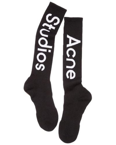 Acne Studios Logo Intarsia Socks - Black