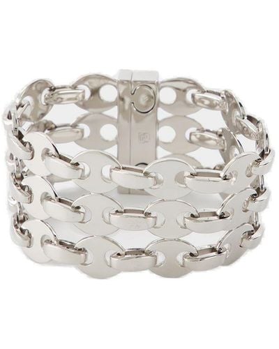 Rabanne Nano Eight 3-row Chain-linked Bracelet - White