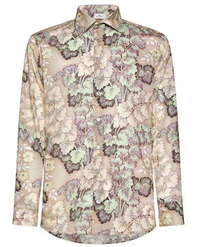 Etro Allover Floral Printed Long-sleeved Shirt - White