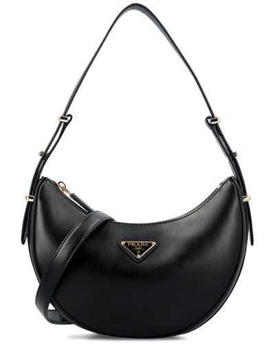 White Prada Triangle Leather Shoulder Bag