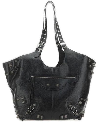Balenciaga Le Cagole Large Leather Tote Bag - Black