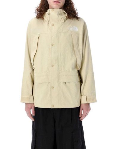 The North Face Ripstop Mountain Logo Embroidered Hooded Jacket - Natural
