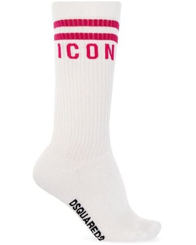 DSquared² Cotton Socks With Logo, - White