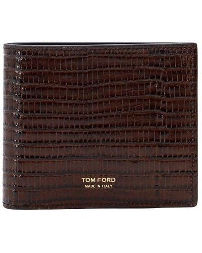 Tom Ford Emboossed Bi-fold Cardholder - Brown