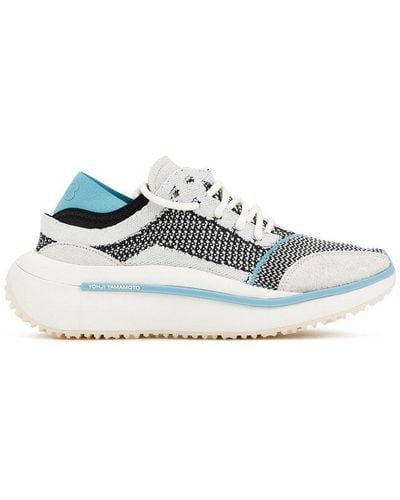 Y-3 Qisan Knitted Lace-up Trainers - White