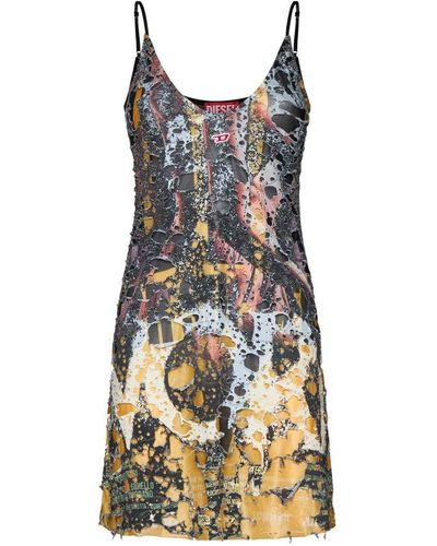 DIESEL Destroyed Jersey Mini Dress - Multicolor