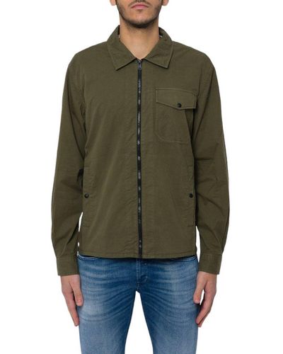 Woolrich Zip-up Long-sleeved Overshirt - Green