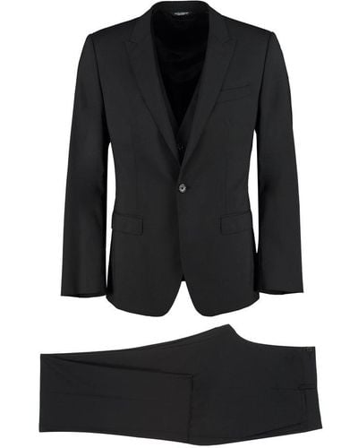 Dolce & Gabbana Martini Three-piece Wool Suit - Black