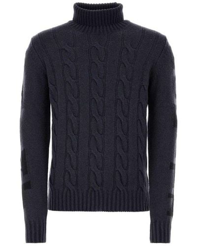 Mc2 Saint Barth Dark Wool Blend Fisherman Sweater - Blue