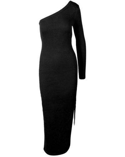 Ami Paris Long Ribbed Dress - Black
