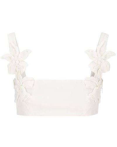 Valentino Floral-appliqué Cropped Top - White
