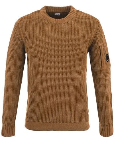 C.P. Company : Chenille Cotton Plain Sweater - Brown