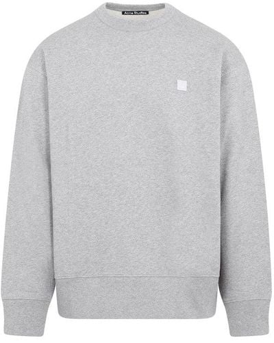 Acne Studios Face Logo Patch Crewneck Sweatshirt - Grey