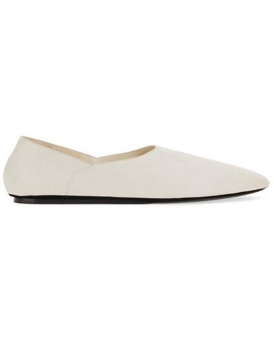 Jil Sander Almond Toe Ballerina Flats - White