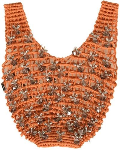 Lanvin Bead Embellished Drawstring Tote Bag - Orange
