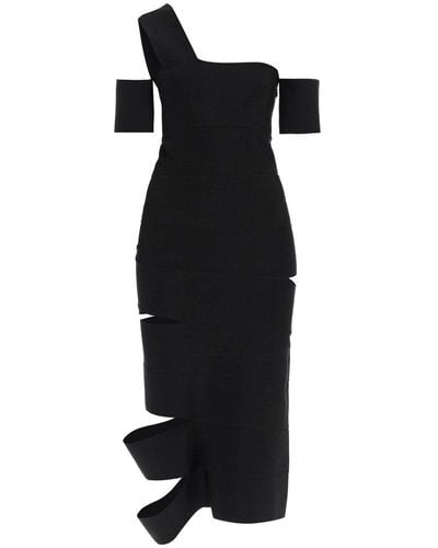 Alexander McQueen One-shoulder Mini Bandage Dress - Black