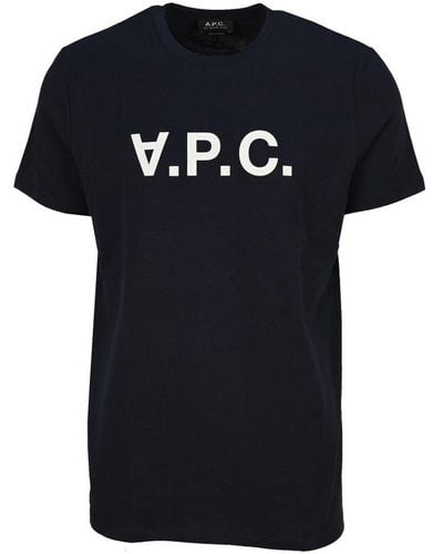 A.P.C. Vpc Logo Flocked T-shirt - Blue