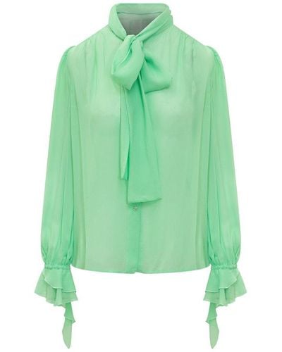 Pinko Pussy Bow Long-sleeved Shirt - Green