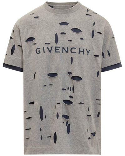 Givenchy Distressed Crewneck T-shirt - Grey