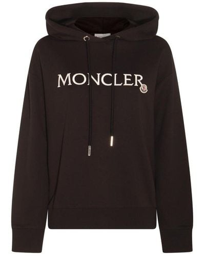 Moncler Logo Embroidered Drawstring Hoodie - Black