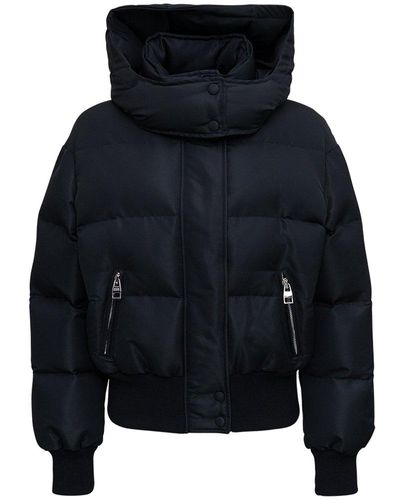Alexander McQueen Padded Jacket With Logo Print - Blue