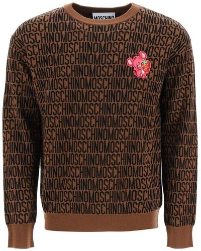 Moschino Logo Jacquard-knit Sweater - Brown