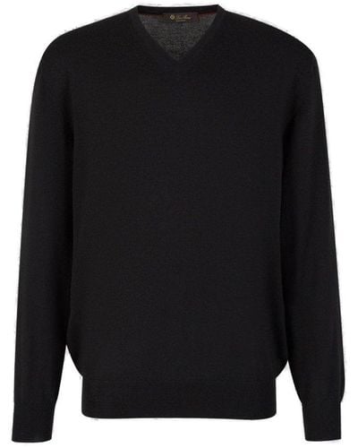 Loro Piana Cashmere V-neck Jumper - Black