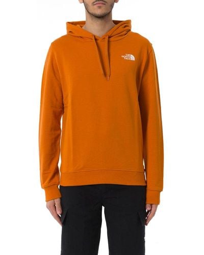 The North Face Logo Embroidered Drawstring Hoodie - Orange