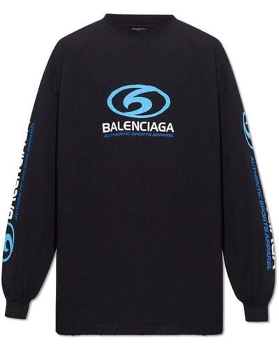 Balenciaga Logo Printed Crewneck Sweatshirt - Blue