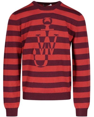 JW Anderson Striped Knitted Sweater - Red