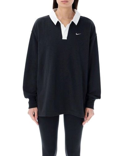 Nike Sportswear Essential Oversized Long-sleeved Polo Shirt - Blue