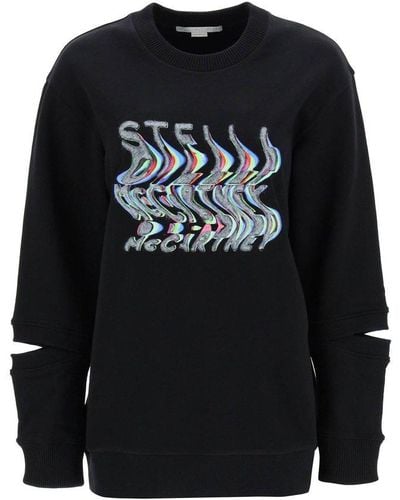 Stella McCartney lace-detailing cotton sweatshirt - Black