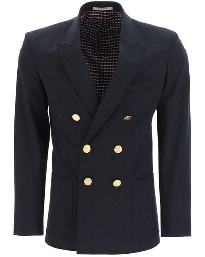 Valentino Double-breasted Long-sleeved Jacket - Blue