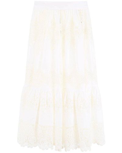 Dolce & Gabbana Lace Midi Skirt - White