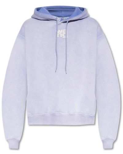 T By Alexander Wang Hoodie With Logo - Blue