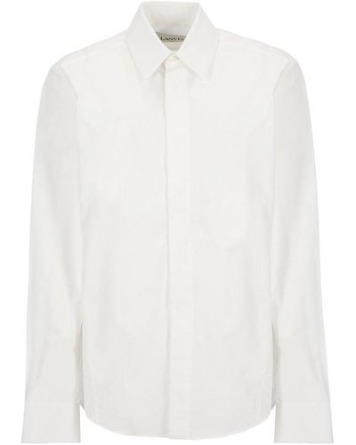 Lanvin Curved Hem Long-sleeved Shirt - White