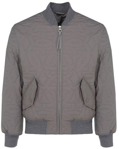 Ferragamo Zip-up Long-sleeved Jacket - Gray