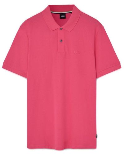 BOSS Logo Embroidered Regular-fit Polo Shirt - Pink