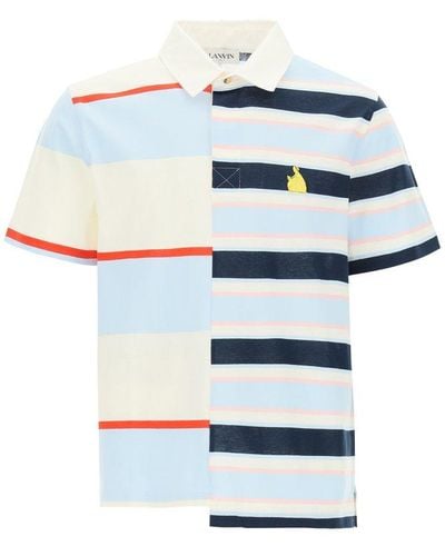 Lanvin Rugby Patchwork Short-sleeved Polo Shirt - Blue