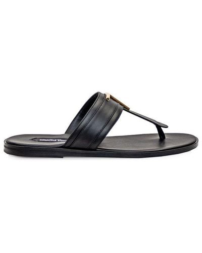 Tom Ford Tf Plaque Slip-on Sandals - Black