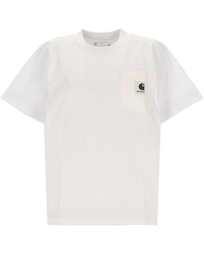 Sacai X Carhartt Wip Logo Patch Crewneck T-shirt - White