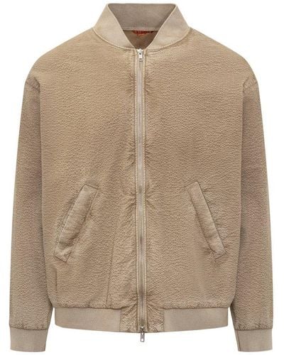 Barena Textured-finish Zipped Jacket - Natural