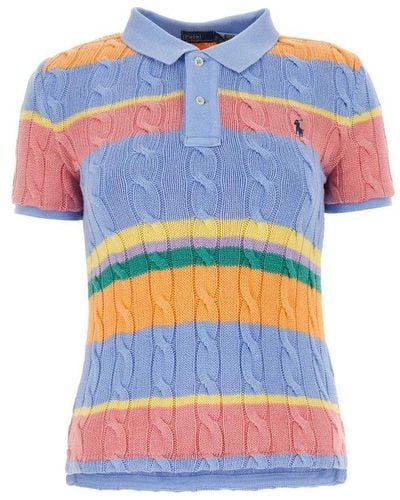 Polo Ralph Lauren Slim Fit Cable-knit Polo Shirt - Blue