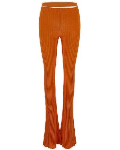 ANDREA ADAMO Ribbed Waist-strap Flared Leggings - Orange